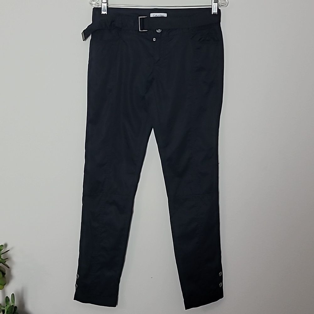 Calvin Klein jogger pant Sz 2 Black Belted Low Rise Cotton